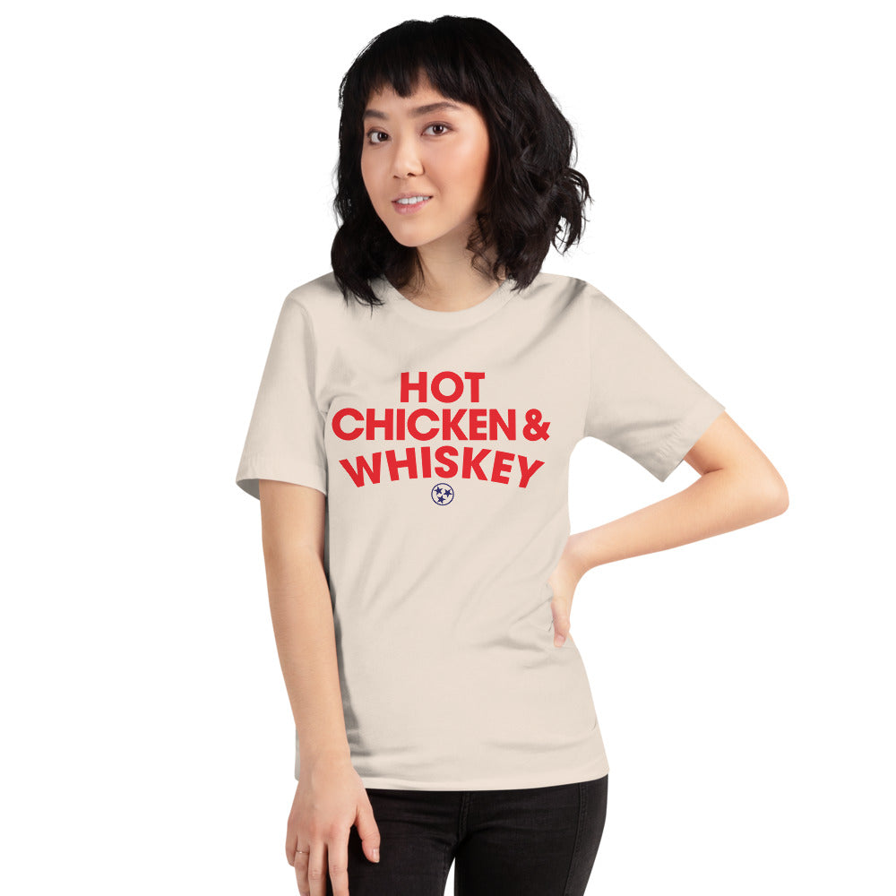 Nashville Hot Chicken and Whiskey Short-Sleeve Unisex T-Shirt